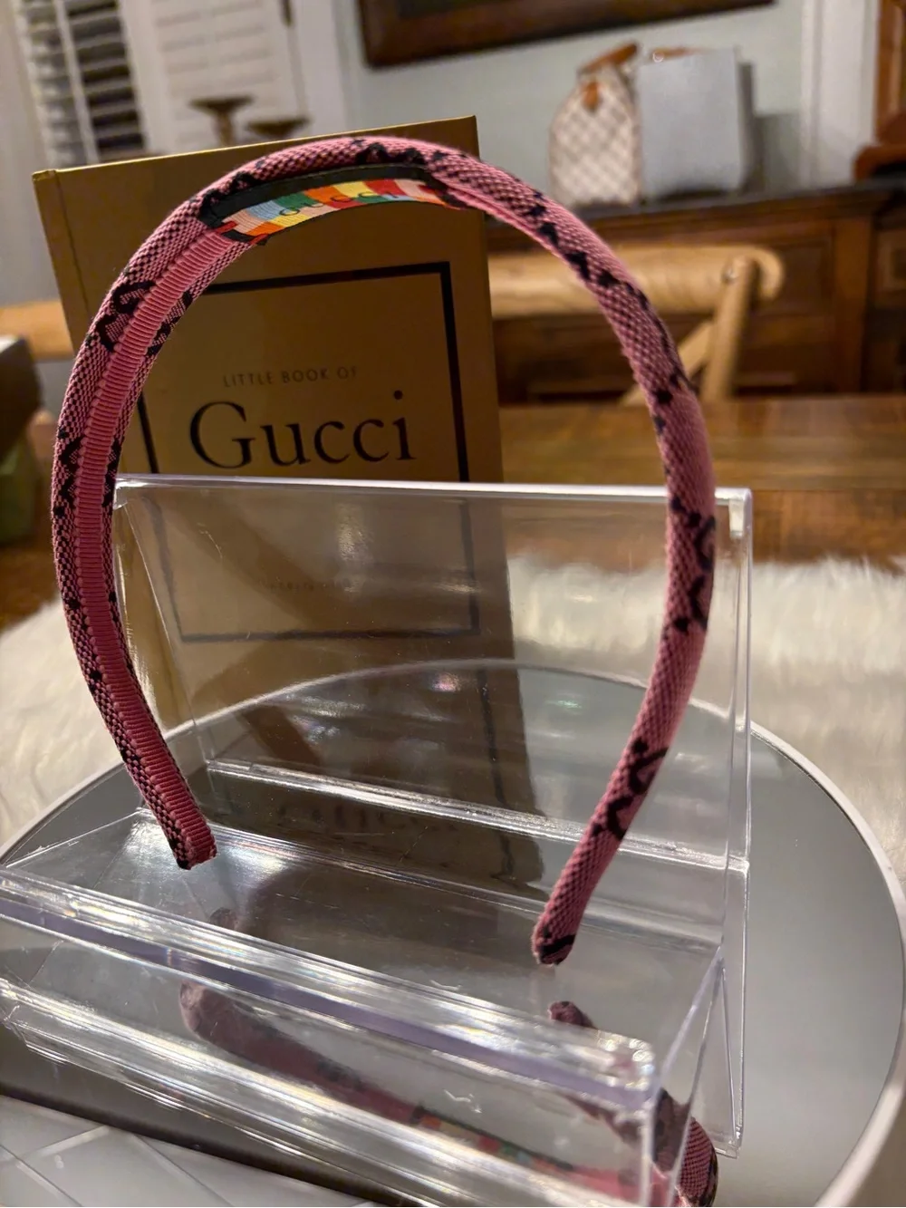 Gucci Pink and Navy GG Jacquard Padded Headband - Picture 4 of 4